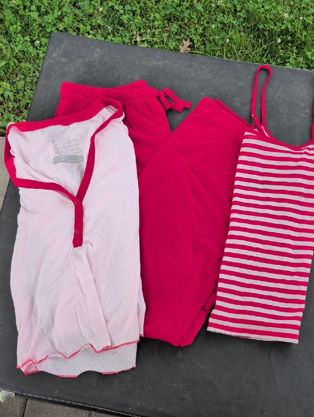 Pink & Red Sleepwear Set - Tank, Tee, and Pants
